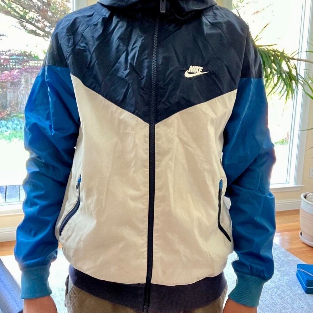 Nike Vintage Super Rare Windrunner Heritage Jacket Nylon Glanz Blue White